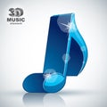 Trendy blue slim musical note 3d modern style icon . Royalty Free Stock Photo